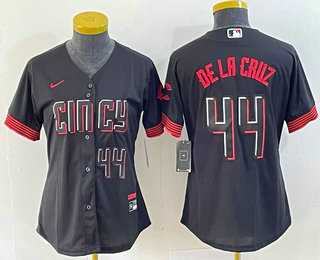 Womens Cincinnati Reds #44 Elly De La Cruz Number Black 2023 City Connect Cool Base Stitched Baseball Jersey4->mlb womens jerseys->MLB Jersey